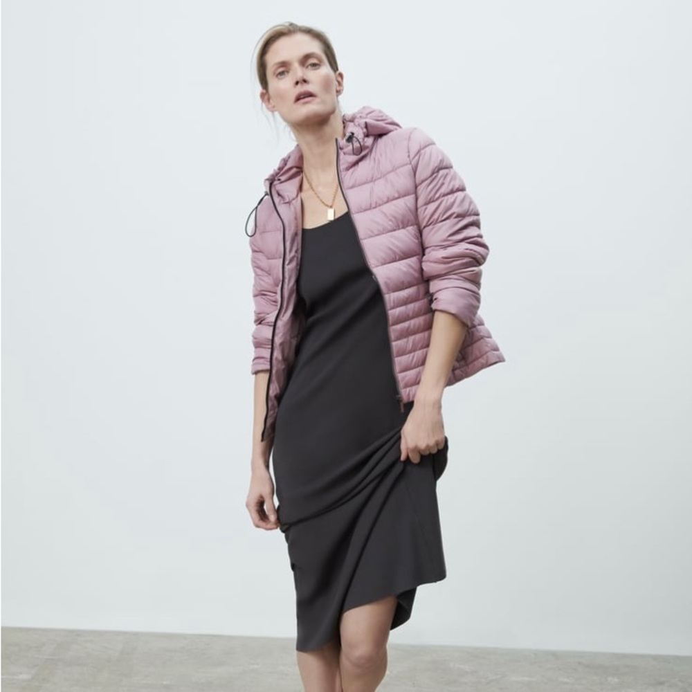 ZARA Water Repellent Puffer Jacket in Dusty Pink